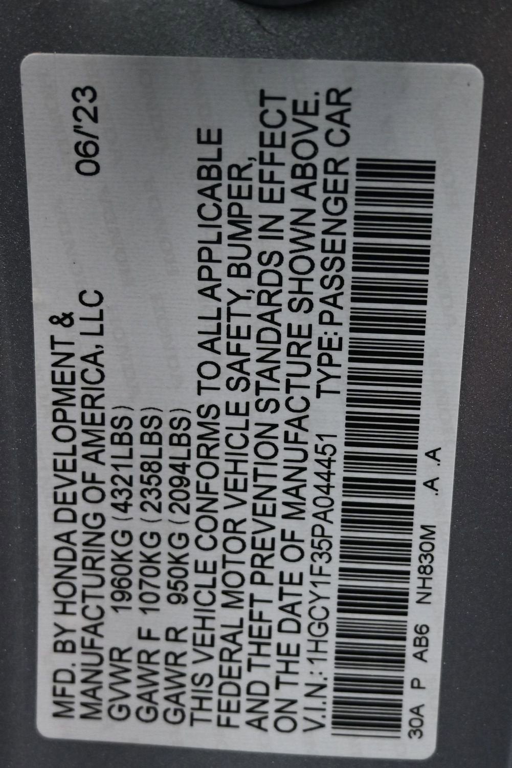 2023 Honda Accord EX