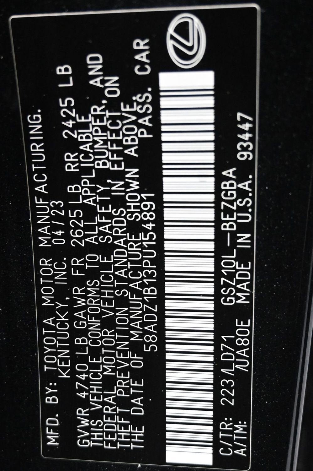 2023 Lexus ES 350 ES 350